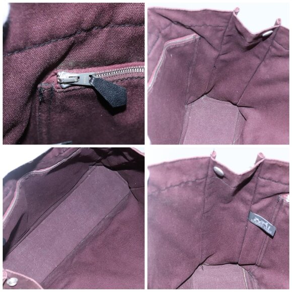 HERMES Fourre Tout MM Hand Bag Canvas Wine Red Auth th5651 - Picture 14 of 14